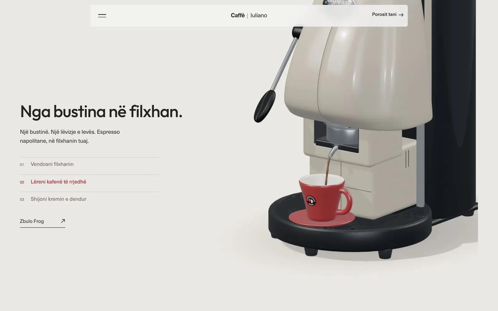 Caffè Iuliano, schermata del sito