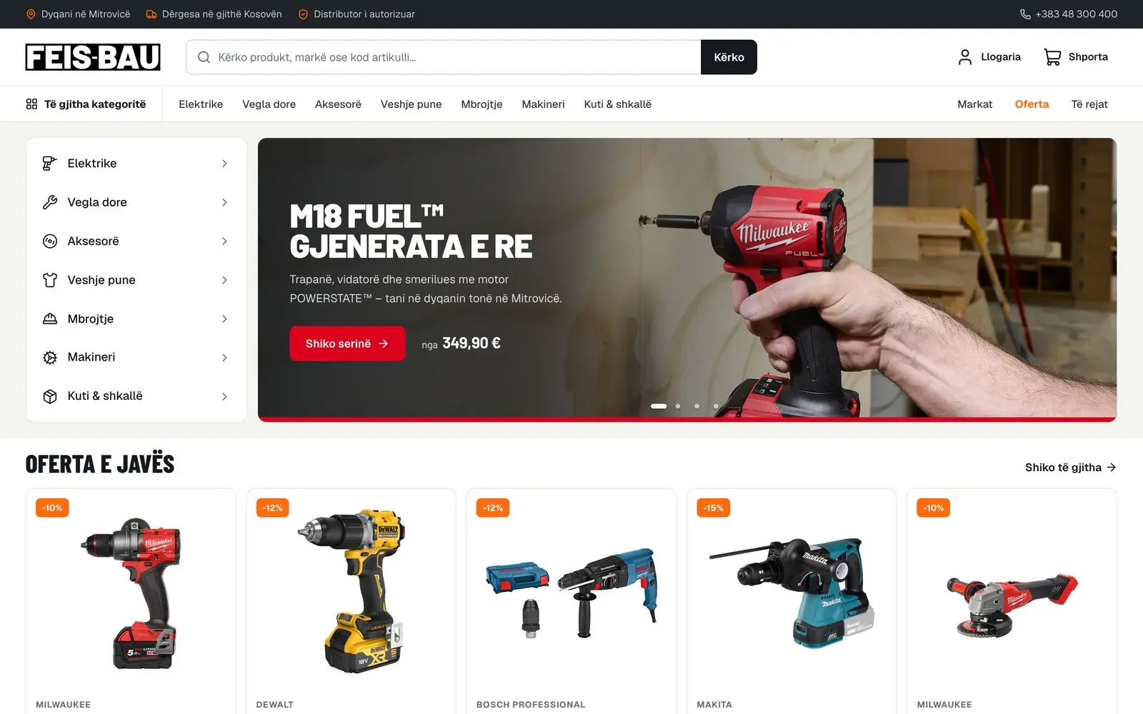 Il negozio online di Feis-Bau per utensili professionali, home page