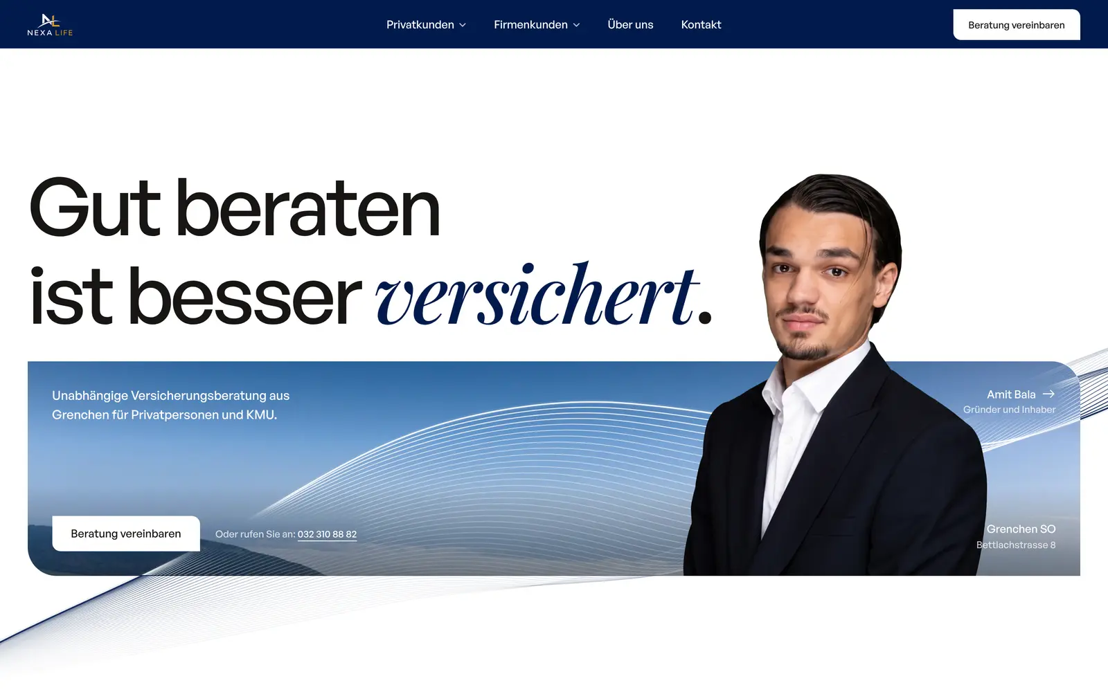NEXA LIFE · Versicherungs-Website / Animation · Pluton Studio