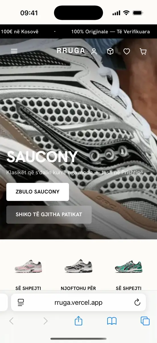 Rruga Shoe Store, schermata del sito