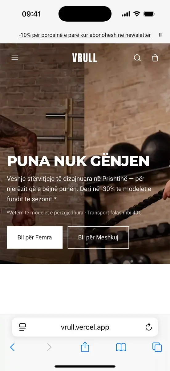 Vrull Store, schermata del sito