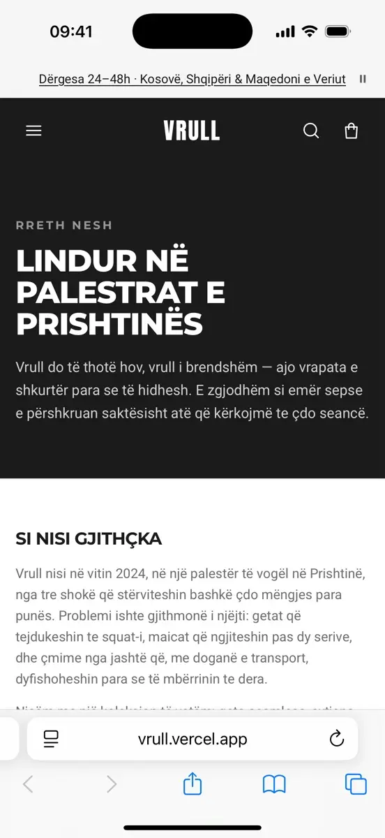 Vrull Store, schermata del sito