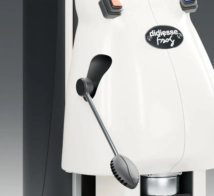 The lever, first pass: A deep pocket and a ridged grip, drawn before we had a close-up of the handle. 3D espresso machine model for Caffè Iuliano, Pluton Studio