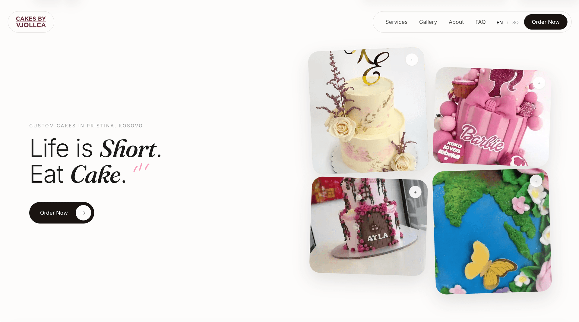 Cakes by Vjollca · Pâtisserie / Brand Site · Pluton Studio